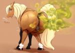 anatomically_correct anatomically_correct_anus anus butt fart fart_cloud fart_fetish female feral looking_back presenting presenting_hindquarters solo tail_anus teats text cheekles equid equine horse mammal