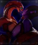 3d_(artwork) anthro apode big_breasts bodily_fluids breast_squish breasts breasts_frottage demon digital_media_(artwork) draconcopode duo female french_kissing intersex janner3d kissing legless long_tongue maya_(software) naga nipple_fetish nipple_pinch nipple_play non-mammal_breasts nude pinch reptile saliva scales scalie serpentine sha'an snake squish text tongue url xelthia
