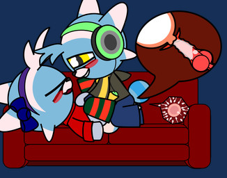 >_< accessory blue_body blue_fur blush blush_stickers bodily_fluids bottomless bottomless_male bow_ribbon cervical_contact clothed clothed_sex clothing cum cum_in_uterus cum_in_vagina cum_inside cutaway duo ejaculation electronics erection eyes_closed female from_front_position fur furniture genital_fluids genitals hair_accessory hair_bow hair_ribbon headband headphones hoodie impregnation knot knotted_penis knotting legwear looking_at_another looking_at_partner lying male male/female missionary_position no_underwear on_back ovum penetration penis ribbons sex sofa sofa_sex sperm_cell stockings sweater topwear uterus vaginal vaginal_canal vaginal_penetration yellow_eyes lunamann nintendo pokemon rin_snowblind_(lunamann) generation_7_pokemon pokemon_(species) stufful alpha_channel hi_res brother_(lore) brother_and_sister_(lore) incest_(lore) sibling_(lore) sister_(lore)