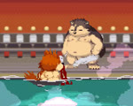 anime_nosebleed anthro bathing belly black_body black_fur black_nose blood bodily_fluids brown_body brown_fur detailed_background duo excessive_nosebleed eyes_closed fur genitals humanoid_genitalia humanoid_penis humor kemono male moobs navel nipples nosebleed overweight overweight_male penis steam towel water white_body white_fur nanadragon4 canid canine canis domestic_dog mammal 2021 2d_animation 5:4 animated digital_media_(artwork) loop no_sound pixel_(artwork) pixel_animation short_playtime webm