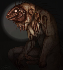 2_penises anthro back_spikes blood blood_drip blood_on_body blood_on_face blood_on_hand bodily_fluids bone detailed_scales dripping erection flashing flashing_light food genital_fluids genitals gore hunched_over leaking_precum light looking_at_viewer male meat multi_genitalia multi_penis penis precum precum_drip raised_leg realistic_anatomy realistic_anthro realistic_shading scales side_view sketchy skinned skull skull_head small_teeth solo spikes spikes_(anatomy) wounded epilepsy_warning mortalskull iguana iguanid lizard monster reptile scalie detailed digital_media_(artwork) half-length_portrait hi_res lighting line_art portrait shaded