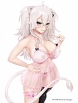 5_fingers alternative_fashion black_clothing black_legwear black_thigh_highs breasts clothed clothing eyebrows female fingers fur fur_tuft grey_ears grey_eyes grey_hair grey_tail hair hand_on_hip j-fashion jirai_kei legwear lips looking_at_viewer nightgown panties pink_clothing pink_panties pink_underwear solo tail tail_tuft thigh_highs tuft underwear greatodoggo hololive vtuber shishiro_botan animal_humanoid felid felid_humanoid humanoid lion_humanoid mammal mammal_humanoid pantherine pantherine_humanoid absurd_res hi_res pastel_theme