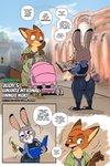 2020 2:3 3_toes 4_fingers absurd_res anthro big_butt bodily_fluids bottomwear buckteeth butt canid canine clothed clothing comic dialogue digital_media_(artwork) dipstick_ears disney duo ear_markings english_text feet female fingers fox fully_clothed gloves_(marking) green_eyes hi_res holding_object joaoppereiraus judy_hopps lagomorph leporid male mammal markings multicolored_ears necktie nick_wilde open_mouth pants plantigrade police police_uniform purple_eyes rabbit red_fox shirt signature speech_bubble sweat teeth text thick_thighs toes topwear true_fox uniform wide_hips zootopia