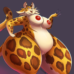 anthro areola big_breasts breasts claws countershading fangs female fur genitals half-closed_eyes hand_on_hip long_claws looking_away narrowed_eyes nipples nude open_mouth pose raised_tail red_areola red_nipples smile solo spots standing tail teeth thick_thighs tongue vulva whiskers wide_hips shenzel kirby_(series) kirby_and_the_forgotten_land nintendo clawroline felid leopard mammal pantherine 2022 hi_res