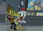 anthro blush bodily_fluids bulge clothed clothing dry_humping duo hat headgear headwear inside male male/male sweat tongue tongue_out young young_on_young igotdragons camp_lazlo cartoon_network disney ducktales ducktales_(2017) clam_(camp_lazlo) huey_duck anatid anseriform avian bird duck mammal rhinoceros hi_res