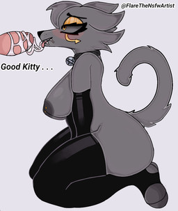 anthro armwear bell bell_collar black_clothing black_legwear black_thigh_highs blush bodily_fluids breasts butt clothed clothing collar cum cum_drip cum_in_mouth cum_inside cum_on_penis cum_string dripping duo ears_down erect_nipples erection eyebrows eyeliner female fluffy fluffy_hair fur fur_tuft genital_fluids genitals hair human_on_anthro interspecies kneeling legwear makeup male male/female narrowed_eyes nipple_piercing nipples nude penile penis piercing pivoted_ears raised_eyebrow raised_tail sex simple_background solo_focus tail teeth text thick_thighs thigh_highs tongue tongue_out tuft ecplise eclipse_(the_cat) domestic_cat felid feline felis human mammal 2023 cel_shading colored digital_drawing_(artwork) digital_media_(artwork) english_text portrait shaded signature sketch watermark