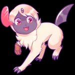 2018 absol ambiguous_gender claws digital_media_(artwork) feral flavia-elric forehead_gem fur gem generation_3_pokemon hair hi_res horn neck_tuft nintendo open_mouth open_smile pokemon pokemon_(species) pupils quadruped red_eyes red_horn smile solo standing tail tongue tuft white_body white_fur white_hair white_sclera