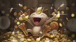 ambiguous_gender anthro coin eyes_closed gold_(metal) gold_coin open_mouth open_smile smile solo tongue treasure supearibu nintendo pokemon felid feline generation_1_pokemon mammal meowth pokemon_(species) 16:9 2020 hi_res widescreen