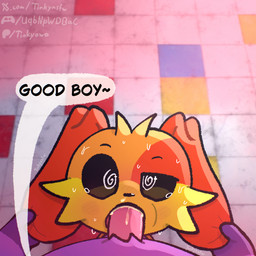 anthro black_eyes blush blush_lines bodily_fluids cum cum_from_nose cum_in_mouth cum_in_nose cum_inside cum_on_face cum_on_penis dominant dominant_male duo ear_pull ears_down ejaculation fellatio fur genital_fluids genitals good_boy hypnosis hypnotic_eyes licking looking_at_viewer male male/male mind_control oral oral_penetration orange_body orange_fur penetration penile penis penis_lick pivoted_ears pupils sex speech_bubble spiral spiral_eyes sweat sweatdrop tears text tongue white_pupils yellow_body yellow_fur tinky mob_entertainment poppy_playtime smiling_critters catnap_(poppy_playtime) dogday_(poppy_playtime) canid canine canis domestic_cat domestic_dog felid feline felis mammal 1:1 english_text url