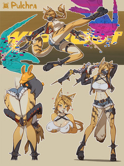 anthro biped blush bottomwear breasts butt clothed clothed_anthro clothed_female clothing countershade_torso countershading female fingers front_view fully_clothed fully_clothed_anthro fully_clothed_female fur hair looking_at_viewer rear_view solo standing stripes tail teeth topwear hacatiko mihoyo zenless_zone_zero pulchra_fellini felid feline mammal 2026 3:4 digital_drawing_(artwork) digital_media_(artwork) hi_res