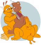 anthro aroused balls belly blush bodily_fluids butt clothed clothing duo erection genitals larva male male/male multi_limb raised_clothing raised_shirt raised_topwear shirt sweat topwear tbid teddy_ruxpin_(series) grubby teddy_ruxpin arthropod bear caterpillar insect mammal hi_res