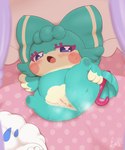 anthro anus bedding bedding_background blush bodily_fluids butt chibi detailed_background female genitals looking_at_viewer lying on_back one_leg_up open_mouth pillow presenting presenting_hindquarters pussy raised_leg short_stack solo spread_legs spreading sweat umbrella young young_anthro young_female sake_kemosalmon himitsu_no_cocotama hirake!_cocotama ameri_(cocotama) cocotama mammal 5:6 absurd_res hi_res signature