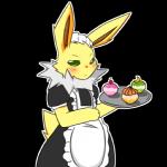 ambiguous_gender anthro anthrofied blush clothing costume fluffy_mane fur maid_uniform mane neck_tuft poke_puff pokemorph simple_background solo transparent_background tuft uniform white_mane yellow_body yellow_fur miau nintendo pokemon jetta_the_jolteon eeveelution generation_1_pokemon jolteon mammal pokemon_(species) 1:1 alpha_channel