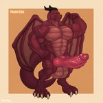 4_fingers 4_toes abs abstract_background animal_genitalia animal_penis anthro balls barazoku biceps big_balls big_muscles big_pecs big_penis biped black_horn brown_balls brown_body brown_eyes claws erection feet fingers flexing genitals glans horn huge_balls huge_muscles huge_penis knot knotted_penis looking_at_viewer male multicolored_body muscular muscular_anthro muscular_male nude nude_anthro nude_male pecs penis pink_glans pink_penis red_body scar serious simple_background solo spread_wings text thick_penis toe_claws toes triceps two_tone_body vein veiny_penis white_toe_claws wings trick_rex european_mythology mythology dragon mythological_creature mythological_scalie scalie western_dragon 2025 absurd_res artist_name colored digital_drawing_(artwork) digital_media_(artwork) english_text hi_res signature