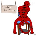 anthro black_body black_skin bound chair furniture hands_tied looking_at_viewer male red_body red_eyes red_skin sign simple_background sitting solo text white_background aemi furx_(character) lizard reptile scalie 1:1 2015 digital_drawing_(artwork) digital_media_(artwork) signature