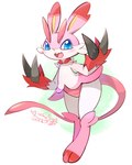 ambiguous_gender anthro big_claws blue_eyes blush buckteeth cheek_tuft claw_fingers claws dipstick_ears ear_markings eyebrows facial_tuft feet female flat_chested fusion gloves_(marking) long_eyebrows long_tail looking_at_viewer markings multicolored_ears open_mouth open_smile pink_eyebrows pokemon_fusion simple_background smile solo standing tail teeth toeless_(marking) tuft white_background yellow_nose cotora nintendo pokemon chimera generation_1_pokemon generation_3_pokemon generation_4_pokemon generation_7_pokemon generation_8_pokemon lagomorph legendary_pokemon lopunny lurantis mammal mew_(pokemon) pokemon_(species) scorbunny zangoose 2022 4:5 full-length_portrait hi_res portrait