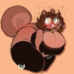 anthro big_breasts big_butt blush breasts butt curvy_figure eyewear female fur glasses green_eyes huge_butt overweight overweight_female solo wide_hips omegaminti moxx_(omegaminti) mammal rodent sciurid tree_squirrel hi_res nonbinary_(lore)