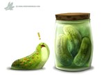 ambiguous_gender container dismayed dot_eyes exclamation_point feral food green_body humor jar open_mouth pickle_(food) pun simple_background solo text visual_pun white_background white_body piper_thibodeau echinoderm echinozoan marine sea_cucumber 2015 digital_media_(artwork) digital_painting_(artwork) url