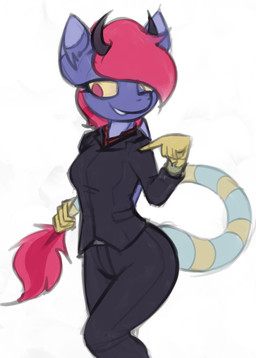 anthro female solo marsminer hasbro helltaker my_little_pony equid equine horse mammal pony