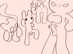 anthro anus balls biped brown_background butt erection female genitals male penis pussy simple_background standing anonymous_artist bunny_maloney bunny_maloney_(character) candy_bunny jean_francois lagomorph leporid mammal rabbit unknown_species brown_theme digital_drawing_(artwork) digital_media_(artwork) hi_res line_art multiple_images