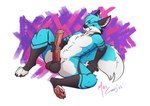 animal_genitalia animal_penis balls big_balls big_penis black_body black_fur blue_body blue_fur digitigrade dipstick_tail equine_genitalia equine_penis fluffy fluffy_tail fur genitals long_snout lying male markings masturbation mismatched_genitalia nude nude_anthro on_back pawpads penile penile_masturbation penis pink_pawpads shapeshift simple_background snout solo tail tail_markings white_body white_fur marscanis canid canine fox mammal absurd_res digital_media_(artwork) hi_res signature