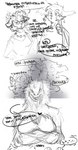 anthro female group humor male male/female neighbor size_difference text mrlamanstin twokinds dongmei_miao eugeniyburnt_(character) nuget_okhin_(character) basitin bovid caprine dinosaur mammal prehistoric_species reptile scalie sheep hi_res russian_text sketch translated