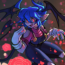 big_breasts blue_hair breasts clothing female flower gloves hair handwear long_tail overalls petals pink_clothing plant pointy_ears red_eyes rose_(flower) spade_tail tail uncovered_knees uncovered_shoulders wings blitzdrachin conditional_dnp emi_(twistedgrim) demon humanoid succubus button_(disambiguation) emi_(disambiguation) 1:1