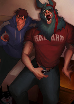 biped clothed clothed_humanoid clothed_male clothing for_a_head male open_mouth white_eyes akarugon dispatch beef_(dispatch) robert_robertson_(dispatch) sonar_(dispatch) animal_head animal_humanoid bat bat_humanoid canid canine canis domestic_dog human humanoid mammal mammal_humanoid 2026 colored hi_res