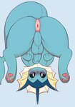 2020 3_toes absurd_res anus backsack balls big_anus big_butt blue_background blue_balls blue_body blue_penis blue_perineum blush butt butt_focus eeveelution feet femboy feral foreskin generation_1_pokemon genitals glans hi_res humanoid_genitalia humanoid_penis legs_up long_tail looking_at_viewer lying male nervous nintendo nude on_back pawpads paws penis perineum pink_anus pink_glans pokemon pokemon_(species) presenting presenting_anus presenting_hindquarters puffy_anus pururing simple_background solo spread_legs spreading tail thick_thighs third-party_edit toes upside_down vaporeon