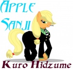 blonde_hair cigarette clothing double_breasted_suit female feral fur glare green_eyes hair mouth_hold orange_body orange_fur pirate quadruped smoke smoking solo tail text kyubicat friendship_is_magic hasbro my_little_pony one_piece applejack_(mlp) sanji_(one_piece) earth_pony equid equine horse mammal pony 2011 crossover english_text hi_res