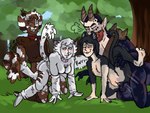 anthro blush bodily_fluids drooling female forest forest_background group group_sex iridescent_scales male male/female nature nature_background penetration plant public public_sex saliva sex tail thrust_lines thrusting tree pteri_(artist) cats_(musical) delicious_in_dungeon mythology izutsumi_(delicious_in_dungeon) princeton_(pteri) victoria_(cats) domestic_cat dragon felid feline felis humanoid mammal mythological_creature mythological_scalie scalie hi_res shaded