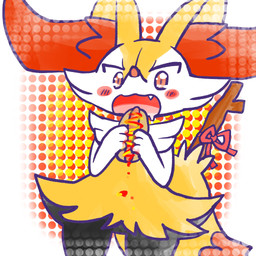 ambiguous_anthro ambiguous_gender anthro biped blush blush_stickers bodily_fluids bow_ribbon cute_fangs dipstick_tail drooling dutch_angle fangs food front_view hot_dog markings meat messy_eater object_in_tail open_:3 open_mouth saliva simple_background snout solo standing stick stick_in_tail tail tail_markings teeth annyui0611 nintendo pokemon braixen canid generation_6_pokemon mammal pokemon_(species) 1:1 2024 digital_drawing_(artwork) digital_media_(artwork) hi_res japanese_description portrait three-quarter_portrait translated_description