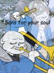 anterior_nasal_aperture bodily_fluids bone brass_instrument clothed clothing crying forest male musical_instrument not_furry plant skeleton skull solo tears text tree trombone what wind_instrument anonymous_artist jazz_for_your_soul undertale undertale_(series) sans_(undertale) animated_skeleton humanoid monster undead comic_sans english_text