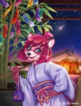 anthro asian_clothing clothing east_asian_clothing female japan japanese_clothing solo conditional_dnp linndrim asian_mythology east_asian_mythology japanese_mythology mythology tanabata canid canine mammal procyonid raccoon raccoon_dog tanuki