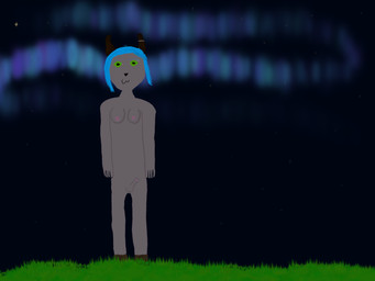 anthro aurora_(phenomenon) clothing exhibitionism footwear footwear_only grass herm intersex mostly_nude night plant solo anonymous_artist humanoid hi_res