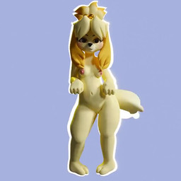 anthro black_nose blonde_hair bouncing_breasts breasts dancing female fur hair looking_at_viewer navel nipples simple_background solo standing tail tail_motion tailwag yellow_body yellow_fur yellow_tail marrubi_(artist) highwizard_(modeler) animal_crossing nintendo isabelle_(animal_crossing) canid canine canis domestic_dog mammal shiba_inu spitz 1:1 3d_(artwork) 3d_animation animated digital_media_(artwork) no_sound short_playtime video