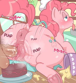 animal_genitalia anus apron balls big_butt blue_eyes blush bodily_fluids bowl butt cake chef_hat clitoris clothing container curly_hair dessert equine_anus equine_genitalia erection female feral food from_behind_position furniture genital_fluids genitals hair hat headgear headwear hooves inside kitchen looking_pleasured on_table onomatopoeia penetration penis pink_body pink_hair pink_skin pubes puffy_anus quadruped sex solo sound_effects table tail text tongue tongue_out vaginal vaginal_fluid_string vaginal_fluids vaginal_fluids_on_penis vaginal_penetration vulva window milkypuff friendship_is_magic hasbro my_little_pony pinkie_pie_(mlp) equid equine horse mammal hi_res