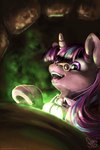 eyewear female feral fur glasses glowing hair horn insane inside multicolored_hair pink_body pink_fur purple_eyes smile solo text two_tone_hair nemo2d friendship_is_magic hasbro my_little_pony mythology starlight_glimmer_(mlp) equid equine mammal mythological_creature mythological_equine unicorn 2016 2:3 digital_media_(artwork) digital_painting_(artwork) hi_res painting_(artwork) signature url watermark