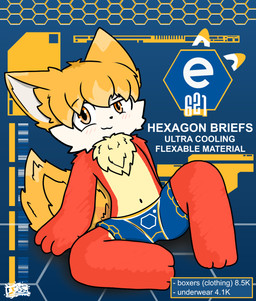 anthro boxers_(clothing) clothing fire fluffy fluffy_tail fur hexagon hexagon_background hexagonal_grid hexagons kemono male neck_tuft neckfur orange_body orange_fur sitting solo spread_legs spreading suggestive suggestive_look suggestive_pose tail text tuft underwear djseb1001 e621 firefox_(djseb1001) canid canine fox mammal english_text hi_res