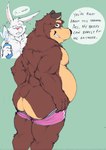 anthro belly big_belly black_nose brown_body butt countershading dialogue duo eyes_closed male moobs nipples overweight overweight_male text white_body hopelesshighschool the_human_heart_(game) ace_cottontail cade_maplebottom bear mammal 2022 english_text hi_res