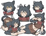 5_fingers animal_ears black_body black_hair brown_clothing brown_topwear clothed clothed_female clothed_humanoid clothing dipstick_tail disembodied_hand female female_humanoid fingers fish_in_mouth food_in_mouth frown fur grey_body grey_hair groggy hair half-closed_eyes light_body light_fur looking_pleasured markings midriff mouth_closed multiple_poses narrowed_eyes one_eye_closed pose simple_background snaggle_tooth solo tail tail_markings topwear white_background wide_eyed yellow_eyes pantsu-ripper delicious_in_dungeon izutsumi_(delicious_in_dungeon) animal_humanoid cat_humanoid felid felid_humanoid feline feline_humanoid humanoid mammal mammal_humanoid 2024 digital_drawing_(artwork) digital_media_(artwork) hi_res multiple_images