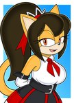 anthro bedroom_eyes big_breasts breasts female hands_behind_back narrowed_eyes open_mouth open_smile seductive smile solo sonicguru sega sonic_the_fighters sonic_the_hedgehog_(series) honey_the_cat domestic_cat felid feline felis mammal hi_res