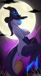 anthro breasts broom broom_riding cleaning_tool clothing female full_moon glowing hat headgear headwear holidays magic_user moon nipples solo witch witch_hat lunarii sluggystudio x-leon-x halloween rasha unknown_species collaboration digital_media_(artwork) hi_res shaded