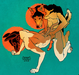 all_fours animal_genitalia animal_mask animal_penis anthro anthro_on_anthro anthro_penetrated anthro_penetrating anthro_penetrating_anthro black_body black_fur black_mask brown_body brown_fur brown_tail canine_genitalia canine_penis clothing countershading dipstick_tail doggystyle duo erection fangs from_behind_position fur genitals glans humanoid_genitalia humanoid_hands humanoid_penis hybrid_genitalia hybrid_penis knot knotted_humanoid_penis knotted_penis latex latex_clothing latex_mask male male/male male_penetrated male_penetrating male_penetrating_male markings mask mask_only multicolored_body multicolored_fur nude nude_anthro nude_male orange_body orange_fur pawpads penetration penis pink_pawpads pup_mask red_glans red_penis sex simple_background smile tail tail_markings tan_body tan_countershading tan_fur tan_tail_tip teal_background teeth text tongue tongue_out two_tone_body two_tone_fur zipper koiranmaitoa canid canine canis domestic_dog mammal 2018 artist_name hi_res