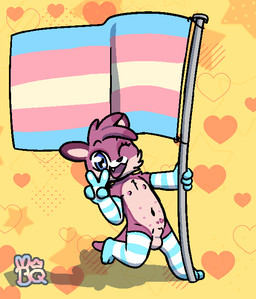 animal_genitalia anthro armwear balls clothing female flag footwear genitals gynomorph intersex lgbt_pride multi_nipple nipples nude pride_colors sheath socks solo transgender_pride_colors young bunnyqueen mammal mustelid otter trans_(lore) trans_woman_(lore)