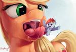 2014 applejack_(mlp) blonde_hair blue_fur duo equine female feral freckles friendship_is_magic fur green_eyes hair horse lesbian long_hair macro mammal micro multi-colored_hair my_little_pony open_mouth orange_fur outside pegasus pony ponythroat purple_eyes rainbow_dash_(mlp) rainbow_hair saliva teeth vorarephilia vore wings
Rating: Questionable
Score: 4
User: lemongrab
Date: February 26, 2014