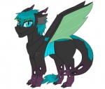 all_fours black_body black_fur blue_body blue_eyes blue_fur claws digital_media_(artwork) feral fur hasbro hybrid insect_wings jolliapplegirl looking_at_viewer male mammal my_little_pony simple_background solo white_background wings