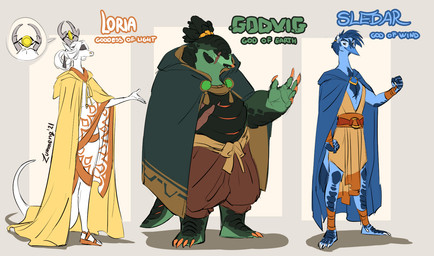 4_toes 5_fingers amputee anthro biped blindfold blue_body breasts cape claws cloak clothed clothing dewclaw disability feet female finger_claws fingers green_body group horn male plantigrade robe standing text toe_claws toes trio white_body zummeng godvig_(zummeng) loria_(zummeng) sledar_(zummeng) antelope avian bird bovid deity eulipotyphlan mammal mole_(animal) 2021 character_name digital_media_(artwork) english_text hi_res model_sheet