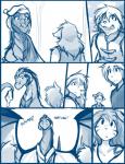 2017 anthro blue_and_white canid canine canis clothed clothing comic conditional_dnp dragon english_text exclamation_point female feral flora_(twokinds) fur group hair hat headgear headwear horn human keidran madam_reni_(twokinds) magic male mammal membrane_(anatomy) membranous_wings mentioned_character monochrome mythological_creature mythological_scalie mythology natani nightcap pain roselyn_(twokinds) scalie size_difference sketch teeth text tom_fischbach trace_legacy twokinds wings wolf zen_(twokinds)