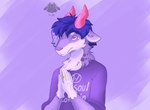 :3 anthro drawyourfursona femboy fur hair male purple_body purple_fur purple_hair red_eyes ring simple_eyes solo text uwu sukibrillitos sukithegoat bovid caprine goat mammal digital_media_(artwork) hi_res